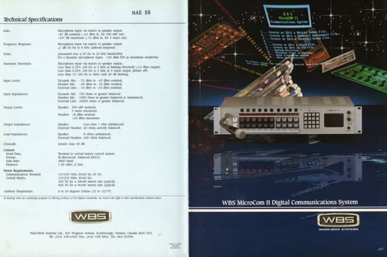 MicroCOM II brochure: technical specifications